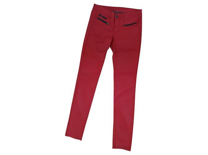 Comptoir Des Cotonniers Pantalon delgado Roja Algodón  ref.401419