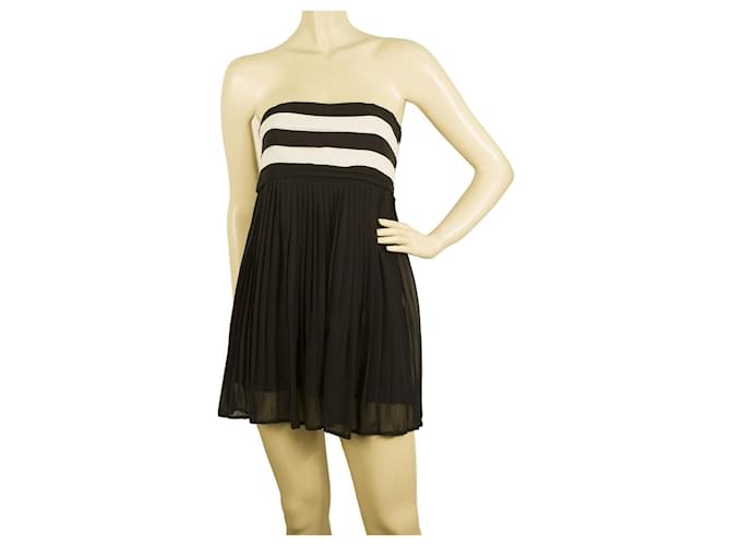 Alice + Olivia Black & White Silk Strapless Long Top or Super Mini Dress size XS  ref.401574