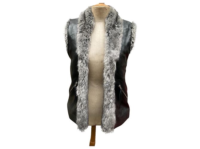 Giacca in pelle di agnello Hironaé reversibile sublime Nero Grigio antracite