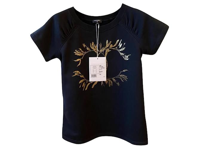 Chanel 1,2K$ CC Logo GREECE T-shirt Black Cotton ref.401710 - Joli Closet