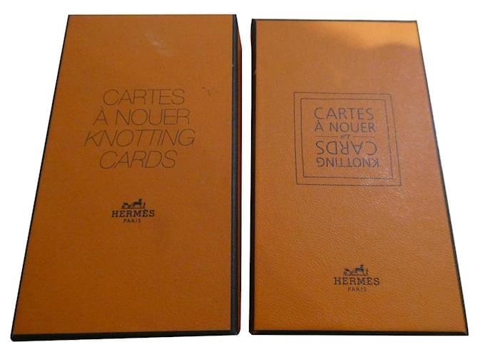 Lot of 2 Hermès card games to tie scarves with ribbon and bag Orange  ref.401774