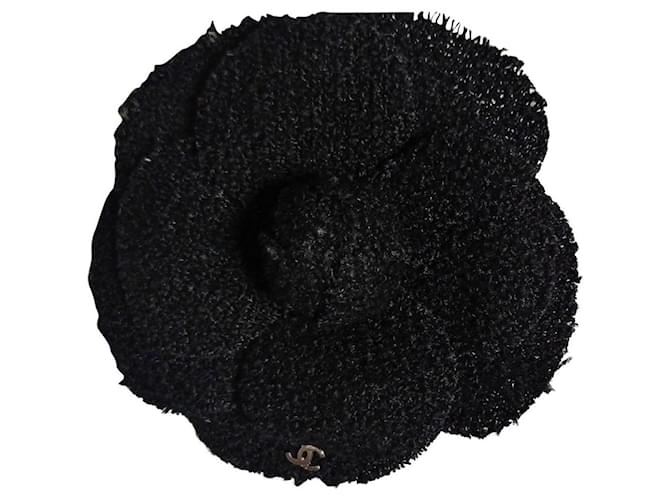 Chanel Pins & brooches Black Tweed  ref.401911
