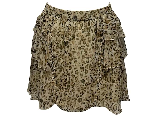 Mini-jupe à imprimé léopard Iro en soie multicolore  ref.401923