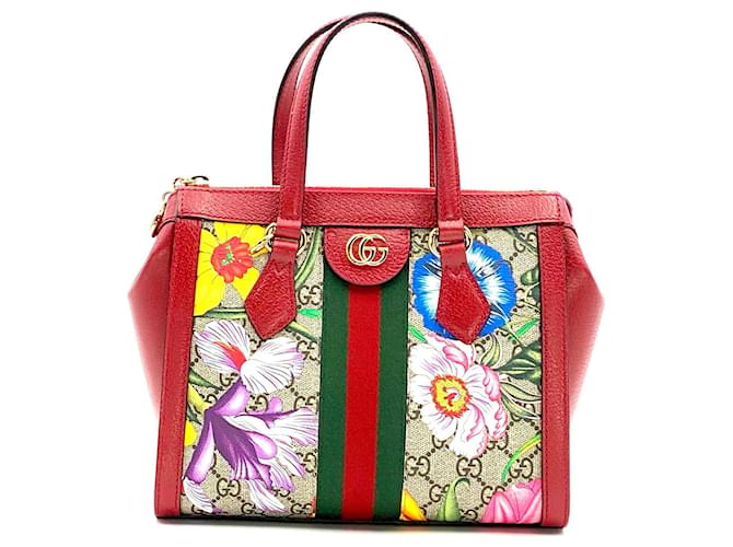 Gucci Ophidia GG Flora PM tote bag in flower print canvas and red