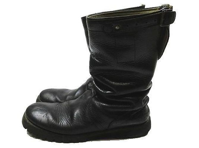 [Usagé] ANN DEMEULEMEESTER Bottes d'ingénieur en cuir Chaussures Noir