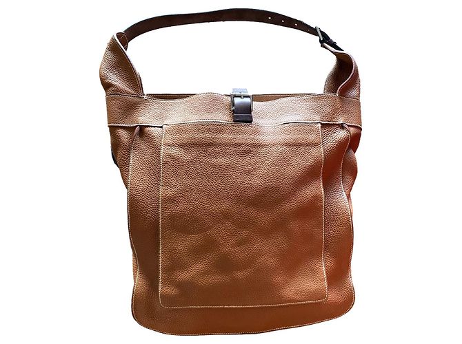 Bolsa de mão Hermès Marwari em couro Caramel Caramelo