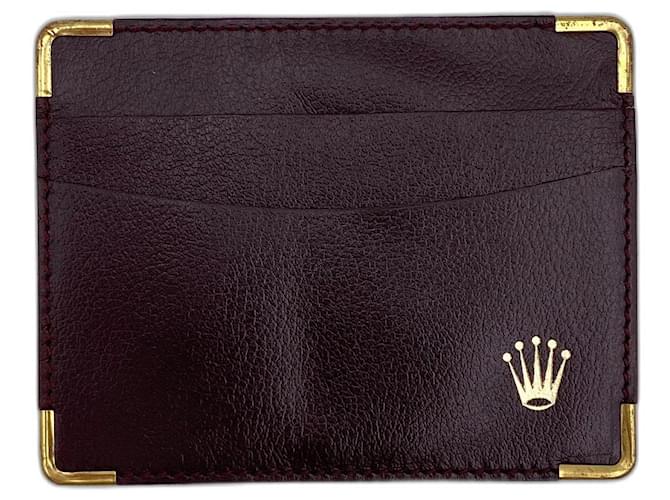 Rolex brown leather card holder Dark brown  ref.402366