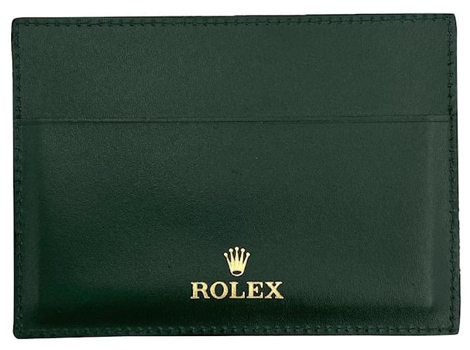 ROLEX GREEN LEATHER CARD HOLDER  ref.402380