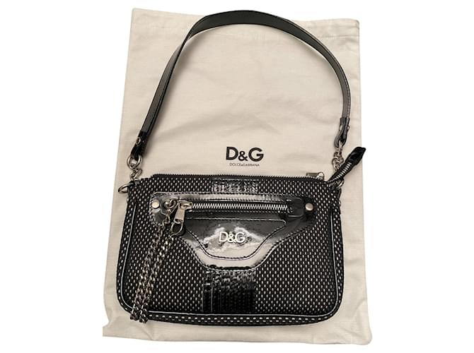 D&G Clutch bags Black Patent leather Cloth  ref.402565