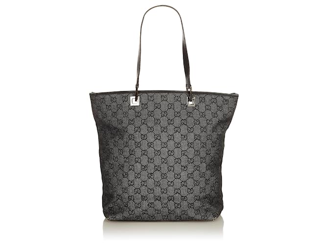 Gucci GG Denim Monogram Canvas Small Bucket Tote Handbag