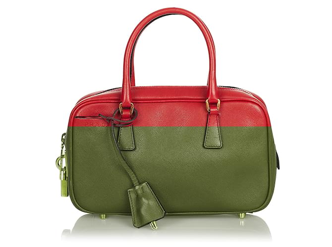 Prada Red Saffiano Lux Mini Handbag Leather Pony-style
