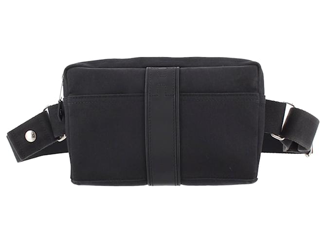 Hermès Hermes Black Acapulco Canvas Belt Bag Leather Cloth Pony-style calfskin Cloth  ref.402760