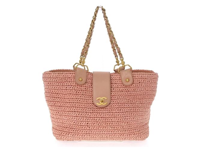 Sac cabas Chanel Synthétique Rose  ref.402776