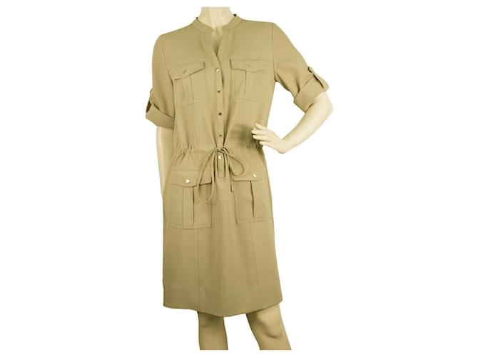 Michael Kors Beige Casual Safari Look Robe chemise longueur genou taille S Polyester  ref.402820