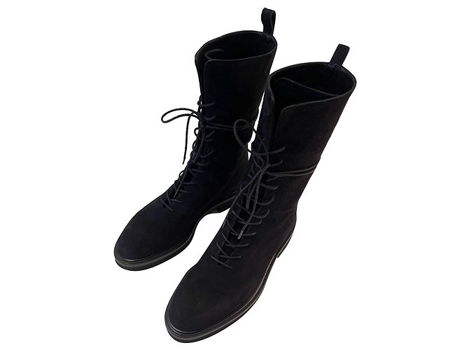 Botas Khaite Conley em camurça preta Preto