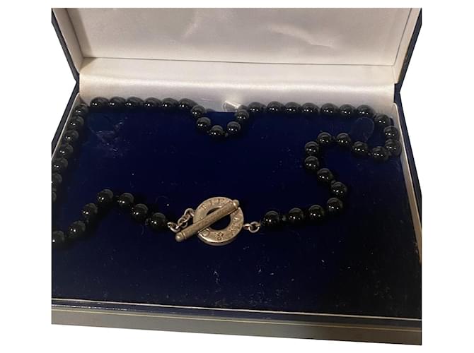 Tiffany & Co Necklaces Black Silver  ref.403054