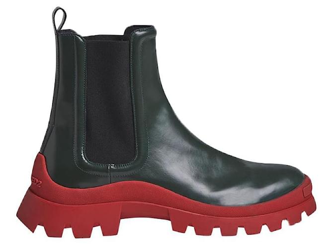 Dsquared2 Tank Rain Ankle Boots Green Leather  ref.403064