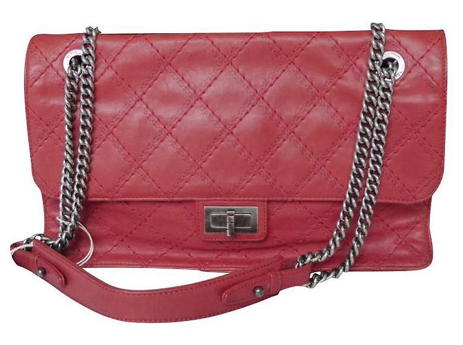 Chanel 2.55 Jumbo Sonderedition rote Leder Handtasche