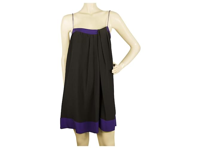 Alexander Wang Black & Purple Spaghetti Straps Mini Dress size 4 Silk  ref.403264
