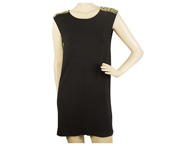 Philipp Plein black modal back cross shoulders embellised design mini dress sz S Elastane  ref.403274