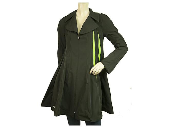 Philipp Plein Black Midi Raincoat Trench Rain Mac Jacket with lime net size S Polyester  ref.403279