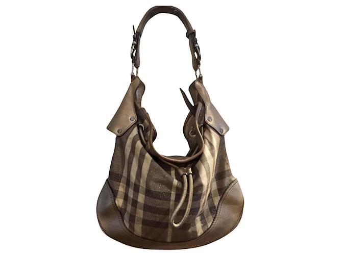 Vintage Burberry slouch bag, Hobo Bag Multiple colors Metallic Leather Cloth  ref.403448