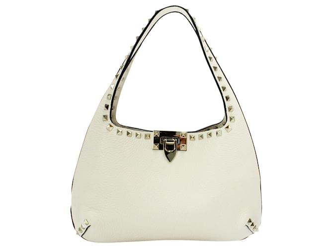 Valentino Rockstud Bag in Light Ivory Grained Leather White Cream - Joli Closet