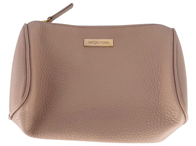 Sergio Rossi Bolsa Cosmética em Couro Rosa