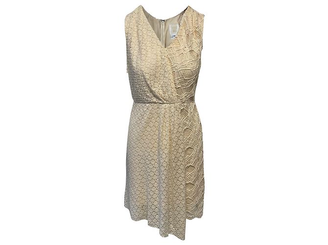 Anna Sui Spitzenkleid aus cremefarbenem Polyester Weiß Roh