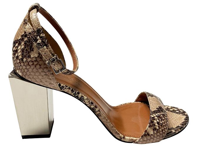 Sandales Sportmax effet serpent en cuir marron