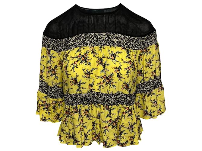 Sandro Ruched Blouse in Yellow Viscose Cellulose fibre  ref.403598