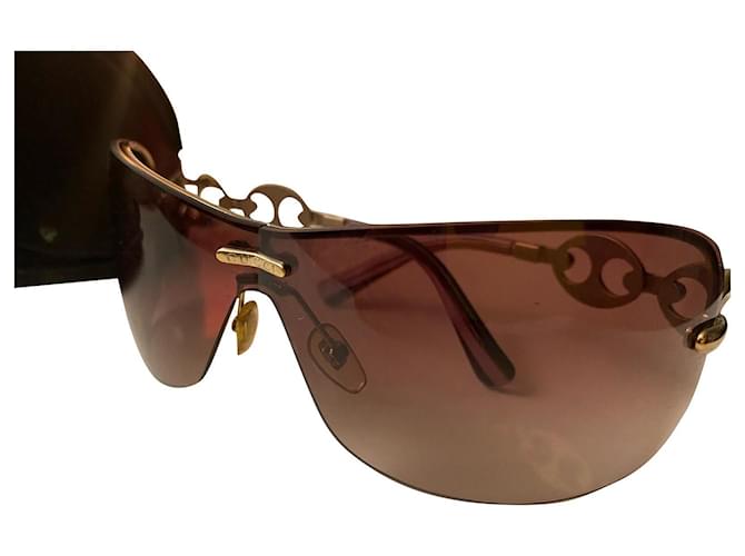 Gucci Des lunettes de soleil Plastique Doré Bronze Caramel Cuivre  ref.403615