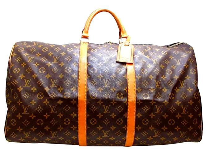 Louis Vuitton Brown Monogram Keepall Bandouliere 60 Leather Cloth  ref.403779
