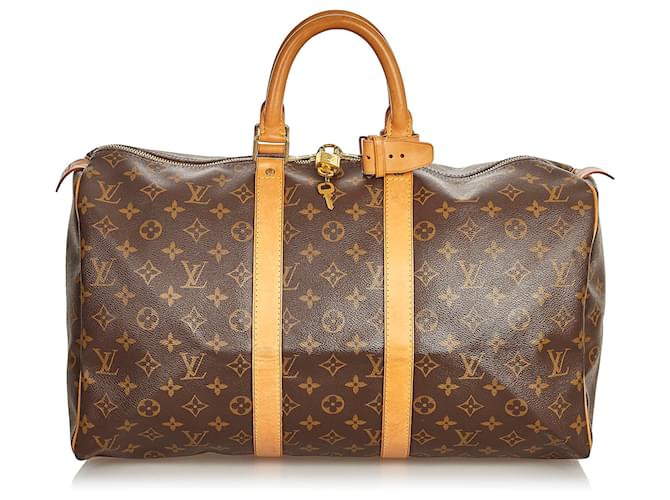 Louis Vuitton Brown Monogram Keepall 45 Leather Cloth  ref.403848
