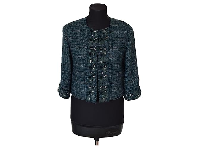 Jackets Chanel 7,6K$ Emerald Tweed Jacket Size 44 FR