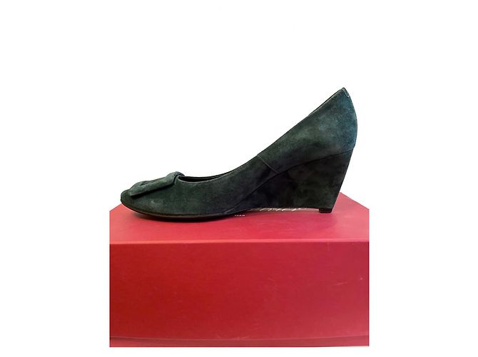 Chaussures compensées Roger Vivier daim vert foncé 39