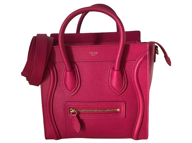 Luggage Céline Celine Nano Borsa da viaggio in pelle rosa