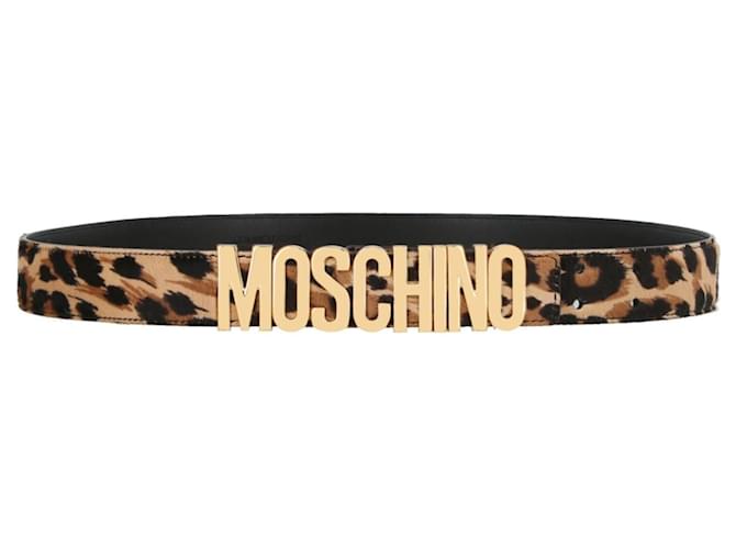 Moschino Ceinture à logo imprimé léopard Cuir Veau façon poulain Multicolore  ref.404068