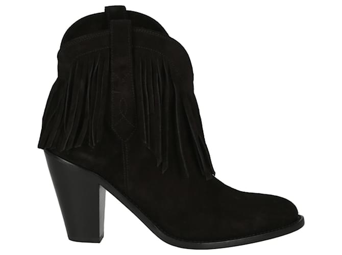 black fringe western boots