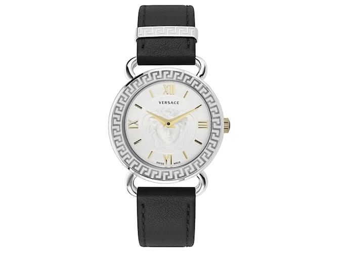 Versace Medusa Leather Watch Metallic  ref.404388