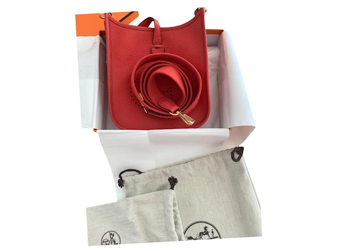 Evelyne Hermès Evelyn mini Red Leather  ref.404460