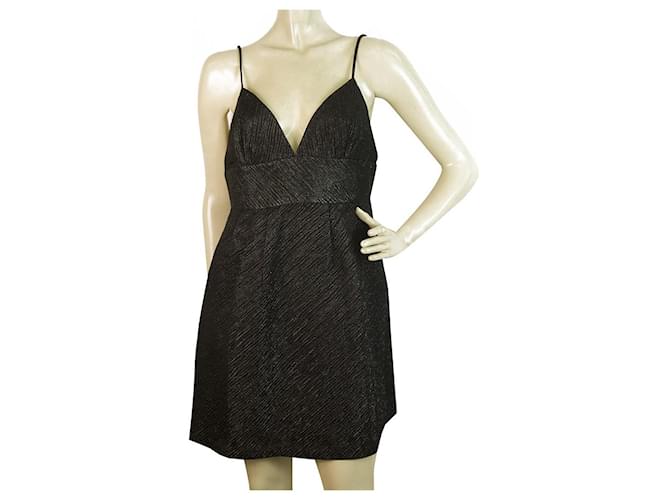 Mini-robe noire brillante à bretelles spaghetti dans le dos Milly of New York - Taille 4 Laine  ref.404602