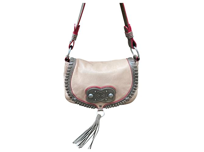 Superb Loewe bag Pink Red Taupe Silver hardware Leather Metal  ref.404795
