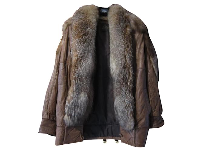 Autre Marque Coats, Outerwear Light brown Leather Fur  ref.404801