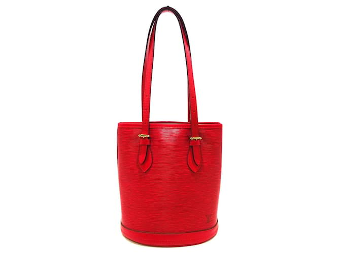 Louis Vuitton Bucket Roja Cuero  ref.404820