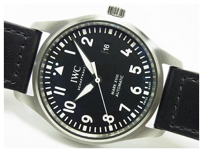 IWC Pilot's watch mark18 black IW327009 Genuine goods Mens Silvery Steel  ref.404851