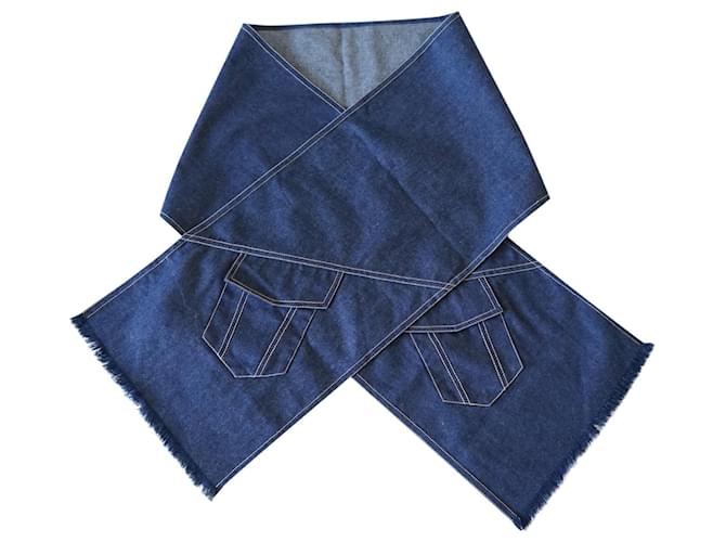 Christian Dior sciarpe Blu Cotone Giovanni  ref.404934