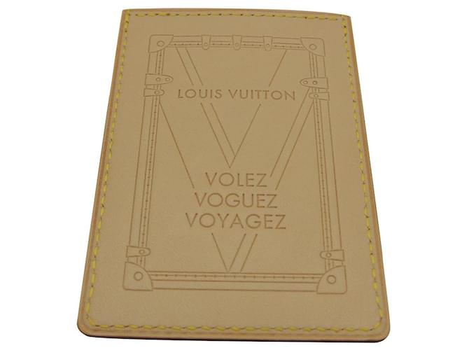 LOUIS VUITTON NEW COLLECTOR'S CARD HOLDER Beige Leather  ref.404955