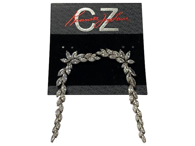 CZ by Kenneth Jay Lane Drop Earrings in Silver-Tone Cubic Zirconia Silvery  ref.404967