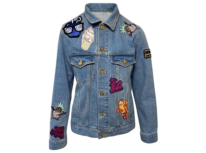 Kenzo Patch Denim Jacket in Blue Cotton